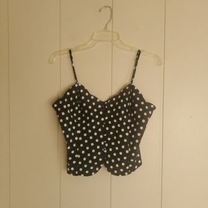 VICTORIA'S SECRET GOLD LABEL VINTAGE BLACK POLKA DOT CAMI SLEEP SHIRT SZ…